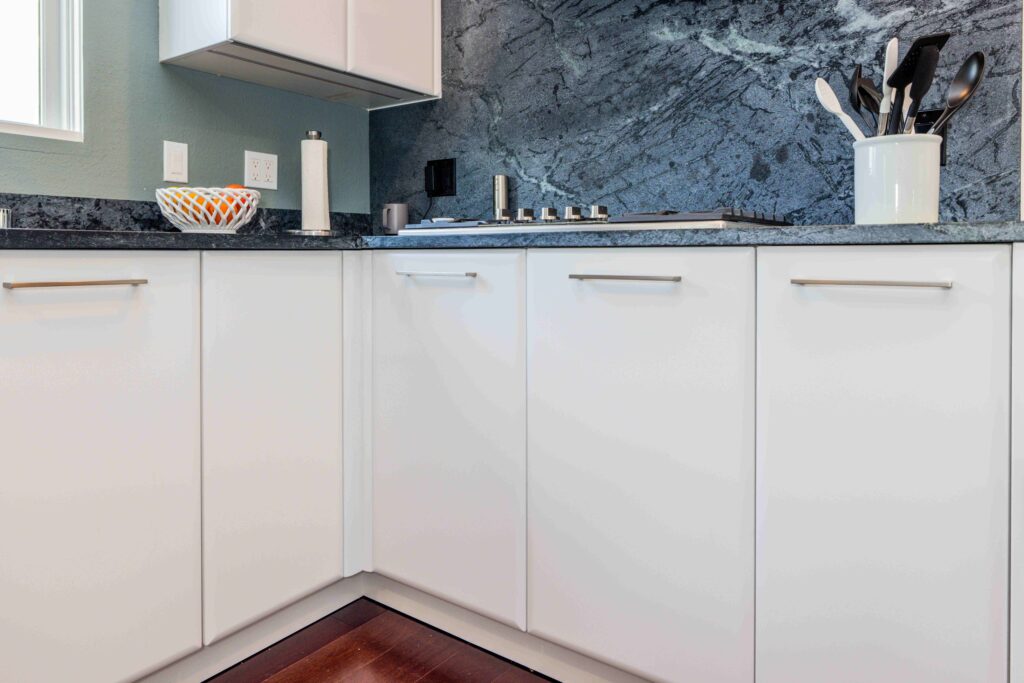 Palo Alto Bay Area modern contemporary custom cabinets black and white kitchen renovation