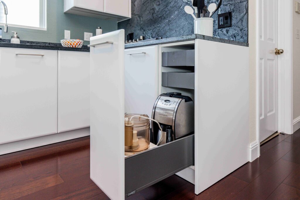 Palo Alto Bay Area modern contemporary custom cabinets black and white kitchen renovation