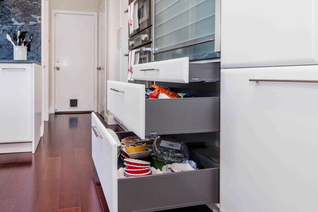 Palo Alto Bay Area modern contemporary custom cabinets black and white kitchen renovation