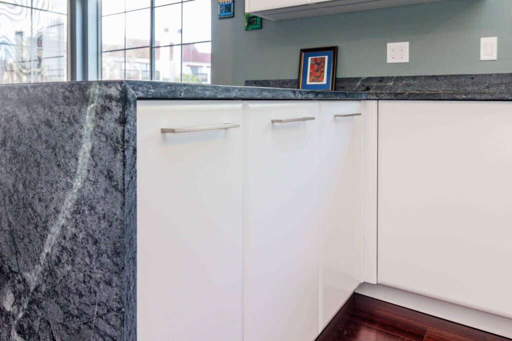 Palo Alto Bay Area modern contemporary custom cabinets black and white kitchen renovation