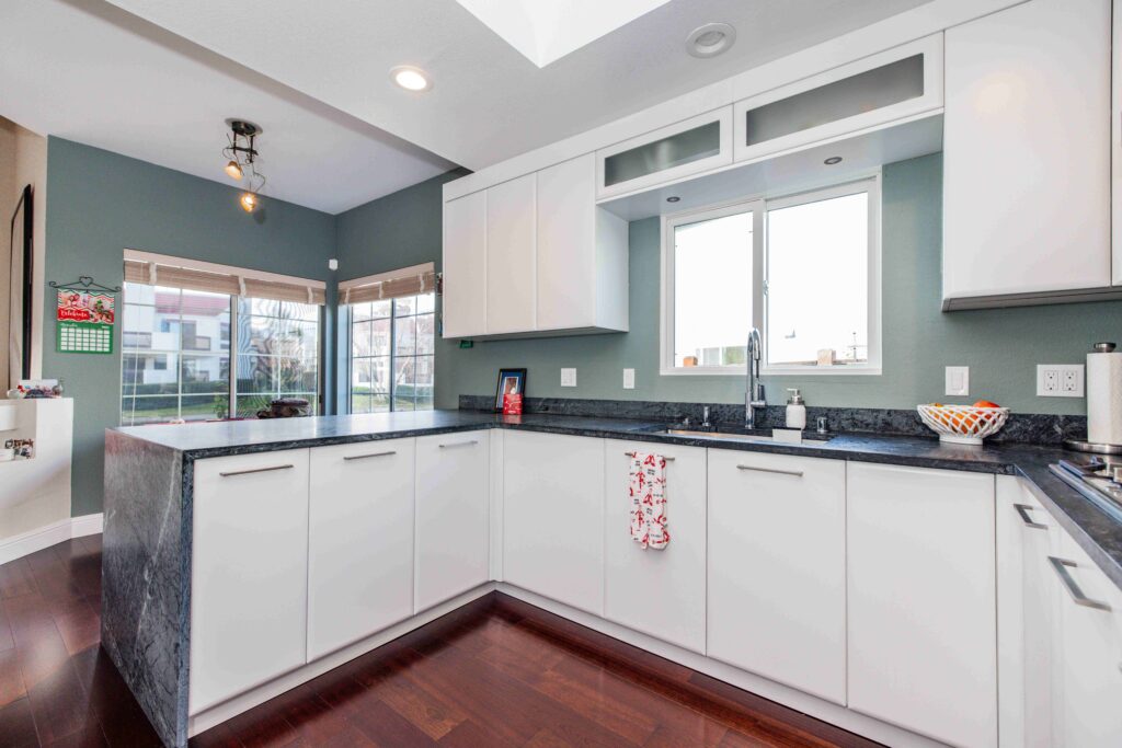 Palo Alto Bay Area modern contemporary custom cabinets black and white kitchen renovation