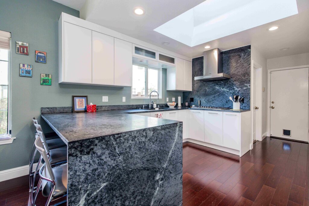 Palo Alto Bay Area modern contemporary custom cabinets black and white kitchen renovation