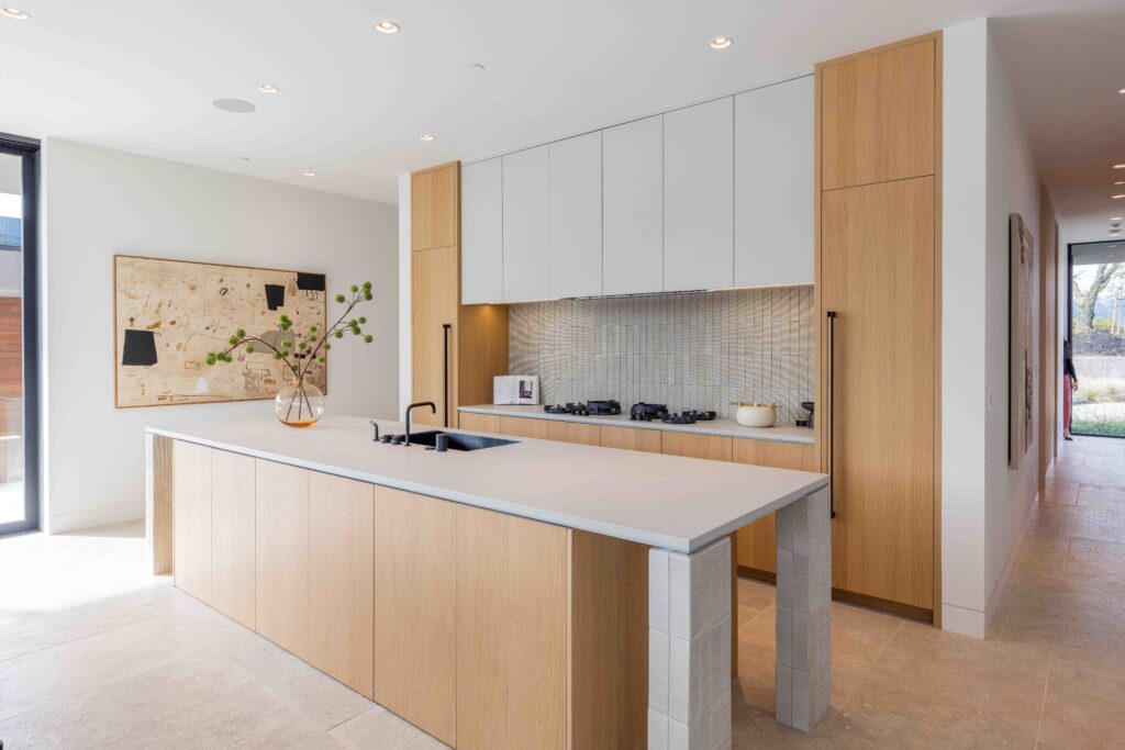 modern kitchen with custom cabinetry two islands and integrated appliances palo alto home renovation